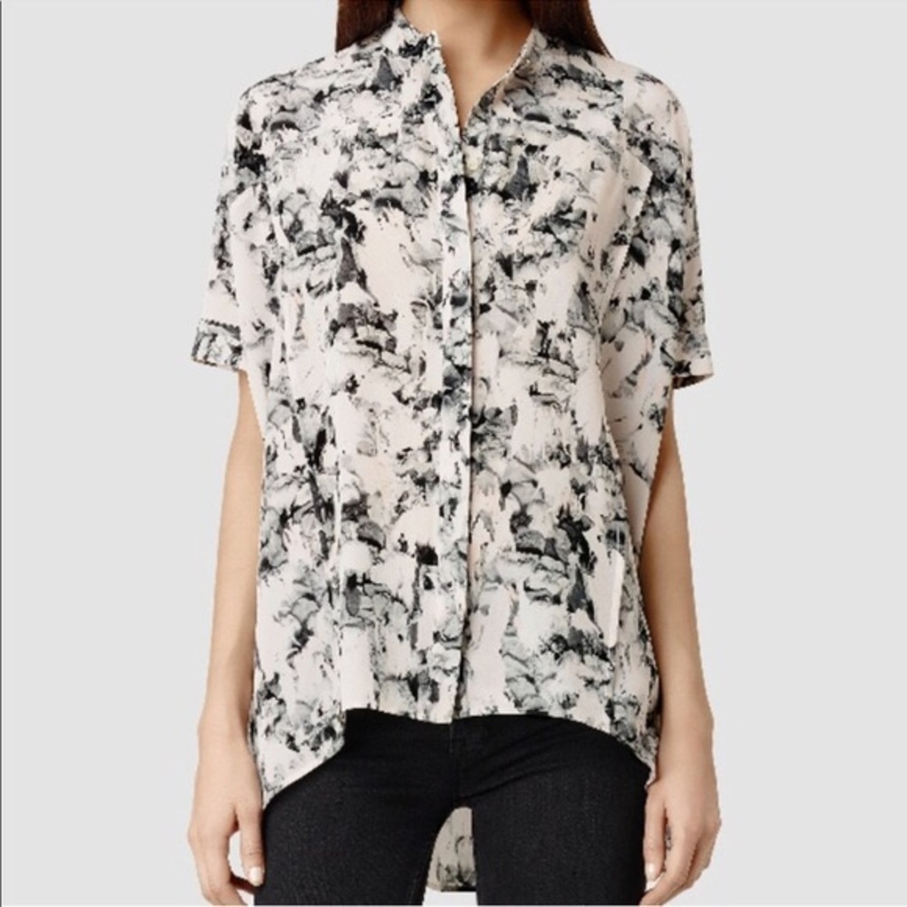 All Saints Fleet Dazzle Printed Silk top